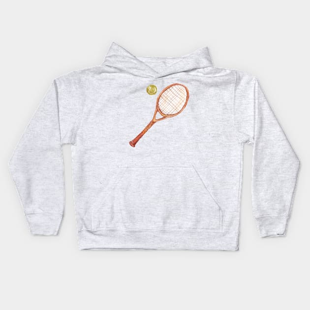 Tennis racket with tennis ball Kids Hoodie by lisenok